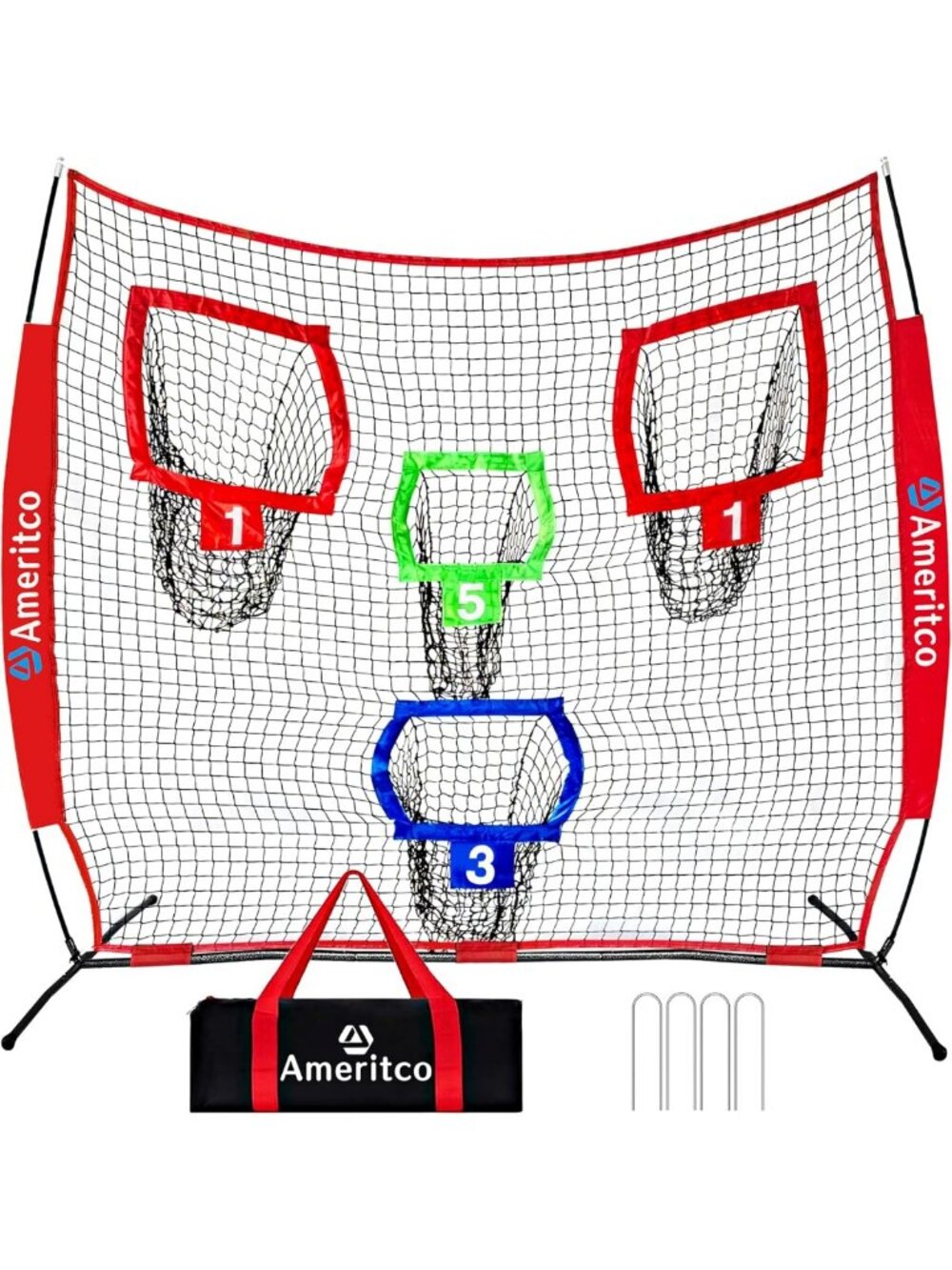 7x7 FT Portable Football Training Net with Targets & Pockets for Accuracy Drills